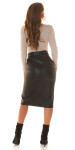 Sexy Highwaist faux leather Midi Skirt with belt barva black velikost