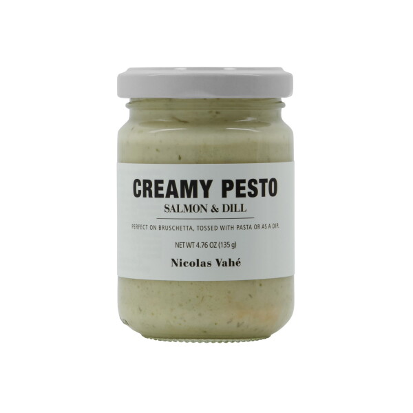 Nicolas Vahé Krémové pesto Losos a kopr 135 g, zelená barva, bílá barva, sklo