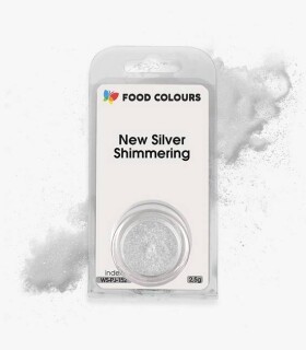 Jedlá prachová perleťová barva Food Colours New Silver Shimmering (2,5 g) Stříbrná
