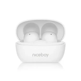 Niceboy Podsie 4 POP bílá / Bezdrátová sluchátka s mikrofonem / Bluetooth 5.3 / IPX4 / nabíjecí pouzdro (podsie-4-pop-white)