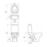 CERSANIT - WC KOMBI MODUO 651 011 3/5 CLEAN ON, SEDÁTKO SLIM DUROPLAST-SOFT CLOSE K116-003
