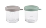 Beaba Kelímky na jídlo skleněné 2x 250 ml Green Grey (914011BB)