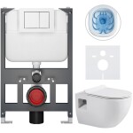CERANO - Kompletní WC set Basic/Dure - bílá lesklá - WC tlačítko Maxio/Bílá - závěsné - nízký modul - předstěnová instalace - 51x35 CER-8050BD85917
