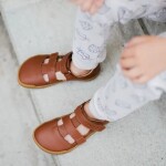 Dětské barefoot sandály CRAVE SHELLWOOD Cognac, hnědá - 30