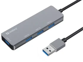 Sandberg SAVER USB-A HUB stříbrná / 1x USB 3.0 / 3x USB 2.0 (333-67)