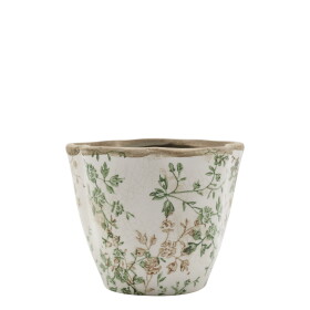 Chic Antique Kónický obal na květiny Branch Motif Ø 15,5 cm, zelená barva, keramika