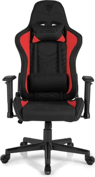 SENSE7 Spellcaster černo-červená / Herní židle / látka / nastavitelná / pojezdová kolečka / nosnost 150 kg (5902659841544)