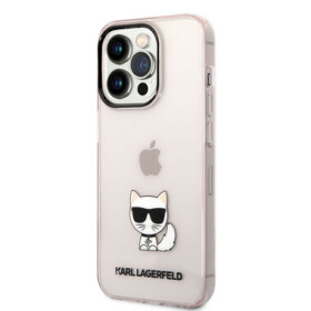 Pouzdro Karl Lagerfeld Choupette Logo iPhone 14 Pro Max - růžové