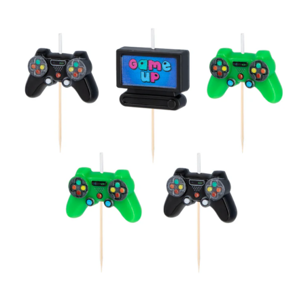 Sada narozeninových svíček 5 ks, herní - Party Pal