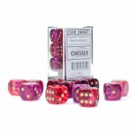 Sada kostek Chessex Gemini 16 mm D6 Transculent Red-Violet/Gold - 12 ks