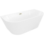 MEXEN/S - Oris volně stojící vana nástěnná reliéf 150 x 75, bílá, sifon a přepad złot 52871507500-50