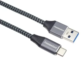 PremiumCord opletený propojovací kabel USB-C - USB 3.0 A USB 3.2 gen. 1 / 3A / 5Gbit/s / 1m (ku31cs1)