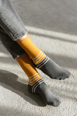 Dvoubarevné ponožky 078-172 Mustard - Více 39/42