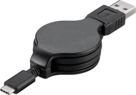 PremiumCord USB-C - USB-A černý / Navíjecí kabel / USB 2.0 / 3A / 1 m (ku31cn1bk)