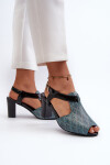 Dámské sandály na podpatku z ekokůže tyrkysově Queenmarie 36