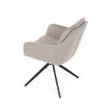 Židle jídelní, 180° otočný mechanismus, šedá voděodolná látka, černý kov