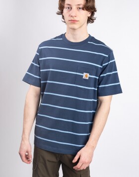 Tričko Carhartt WIP S/S Aiken Pocket T-Shirt Aiken Stripe, Dusky Blue
