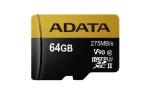 ADATA Premier One microSDXC 64GB + SD adaptér / UHS-II U3 Class 10 / R: 275MB/s / W: 155MB/s (AUSDX64GUII3CL10-CA1)