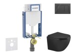 GEBERIT - Kombifix Set předstěnové instalace, klozetu Oudee a sedátka softclose, tlačítko Sigma20, černá lesk/černá mat SANI15CA5506