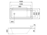 Erga Pureline-S, vana 1500x700x400 mm bez nožiček, bílá lesklá, ERG-V07-PURELINE-S-150x070-WH ERG-V07-PURELINE-S-150X070-WH