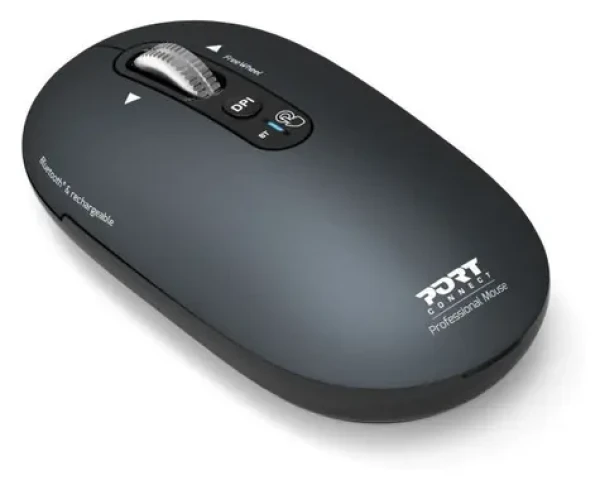 PORT CONNECT Pure MAC tmavě šedá / Bezdrátová nabíjecí myš / Bluetooth / FreeWheel / 3200 DPI (910501)