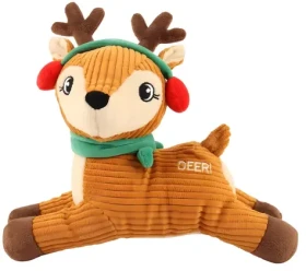 HUHUBAMBOO Vánoční sob se zelenou šálou / Hračka pro psy / 25 cm (357007)