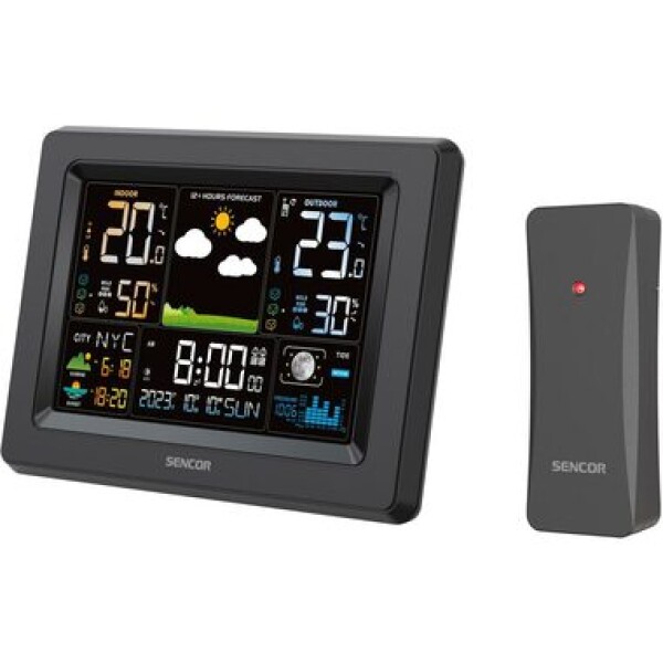 SENCOR SWS 4500 Meteostanice černá / barevný LCD / bezdrátové čidlo (8590669365142)