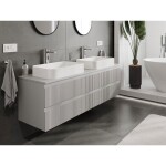 MEXEN/S - Rivel koupelnová skříňka pod umyvadlo 160 cm s deskou, 2 zásuvky, reliéf , šedá mat 91A20-16047-2-BFFC62