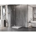 MEXEN/S - Lunar-F sprchový kout skládací dveře levá 95 x 90, transparent, nikl kartáčovaný 836-095-090-97-00-L