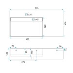 REA - Umyvadlo Archi 75 CM Grey MATT na desku - konglomerát REA-U4303