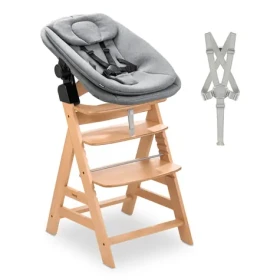 Hauck Alpha Newborn set Pro dřevěná/šedá / jídelní židle + novorozenecký s polohováním / 0m+ / max 90kg (HK662960)