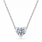 Stříbrný náhrdelník se srdíčkem Patrizia 1 ct MOISSANITE + CERTIFIKÁT, Stříbrná 40 cm + 5 cm (prodloužení)
