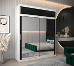 Šatní skříň Abi T3 s nástavcem Barva korpusu: Černá, Rozměry: 150 cm, Dveře: Černá