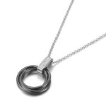 Ocelový náhrdelník se zirkony Catarin Black - keramika, Stříbrná 40 cm + 5 cm (prodloužení)