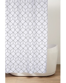 AQUALINE - Sprchový závěs 180x200cm, polyester, kostky ZV029