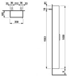 Laufen - Base Vysoká skříňka, 165x35x19 cm, 1 dvířka, panty vlevo, šedá H4026411102661