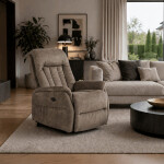 Polohovací křeslo, elektrické zabudované ovládání, hnědá, látka vintage, TV-Q8575 BR3