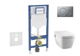GEBERIT - Duofix Set předstěnové instalace, klozetu TECEone a sedátka softclose, tlačítko Sigma01, matný chrom SANI11CT2102