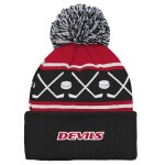 Outerstuff Dětská batolecí zimní čepice New Jersey Devils NHL Face-Off Cuff Pom