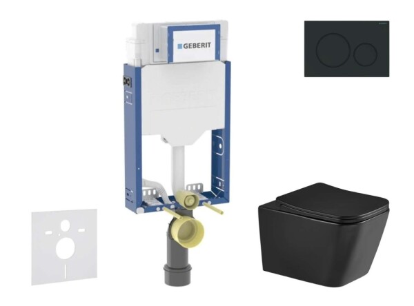 GEBERIT - Kombifix Set předstěnové instalace, klozetu Arkas I a sedátka softclose, tlačítko Sigma20, matná černá/černá SANI15CA5510