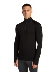Pánské merino tričko s dlouhým rukávem ICEBREAKER Mens 200 ZoneKnit LS Half Zip, Black velikost: L