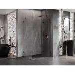 MEXEN/S - Lunar-F sprchový kout skládací dveře pravá 85 x 80, transparent, różowe złot 836-085-080-60-00-P