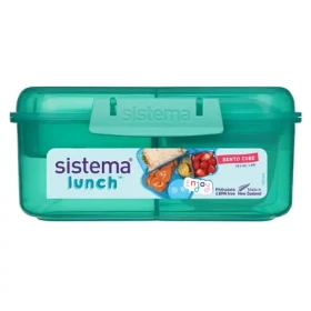 Sistema Dělený svačinový box Lunch Bento Cube s nádobou na jogurt a 2 tácky 1,25 l, mátová (8592001418448)