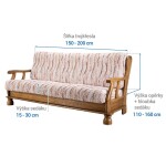 Bielastické potahy OCEANO NOVÉ béžové trojkřeslo s dřevěnými rukojeťmi (š. 150 - 200 cm)