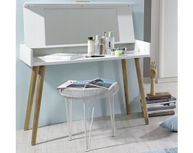 Toaletní/psací stolek se zrcadlem Kolding, bílý/jasan