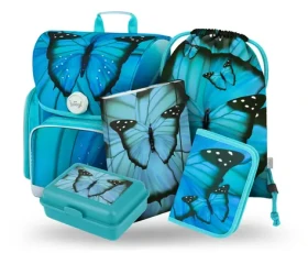 BAAGL SET 5 - Školní set Ergo Butterfly / aktovka / penál / sáček / desky / box (A-33478)