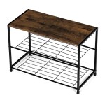 Botník, 2 police, MDF, dekor staré dřevo sonoma, černý kov