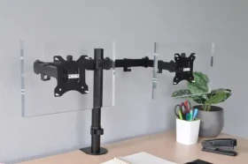 AVELI DESQ / Držák pro dva monitory / kloubový / VESA 75x75, 100x100 / nosnost 9 kg/monitor (1714)