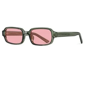 VeyRey Hranaté sluneční brýle Nonmock zelená obruba růžová skla (8596545422619)