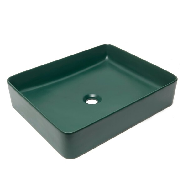 Umyvadlo na desku SAT Infinitio 50x40 cm tmavě zelená mat bez přepadu SATINF5040DGEM SATINF5040DGEM